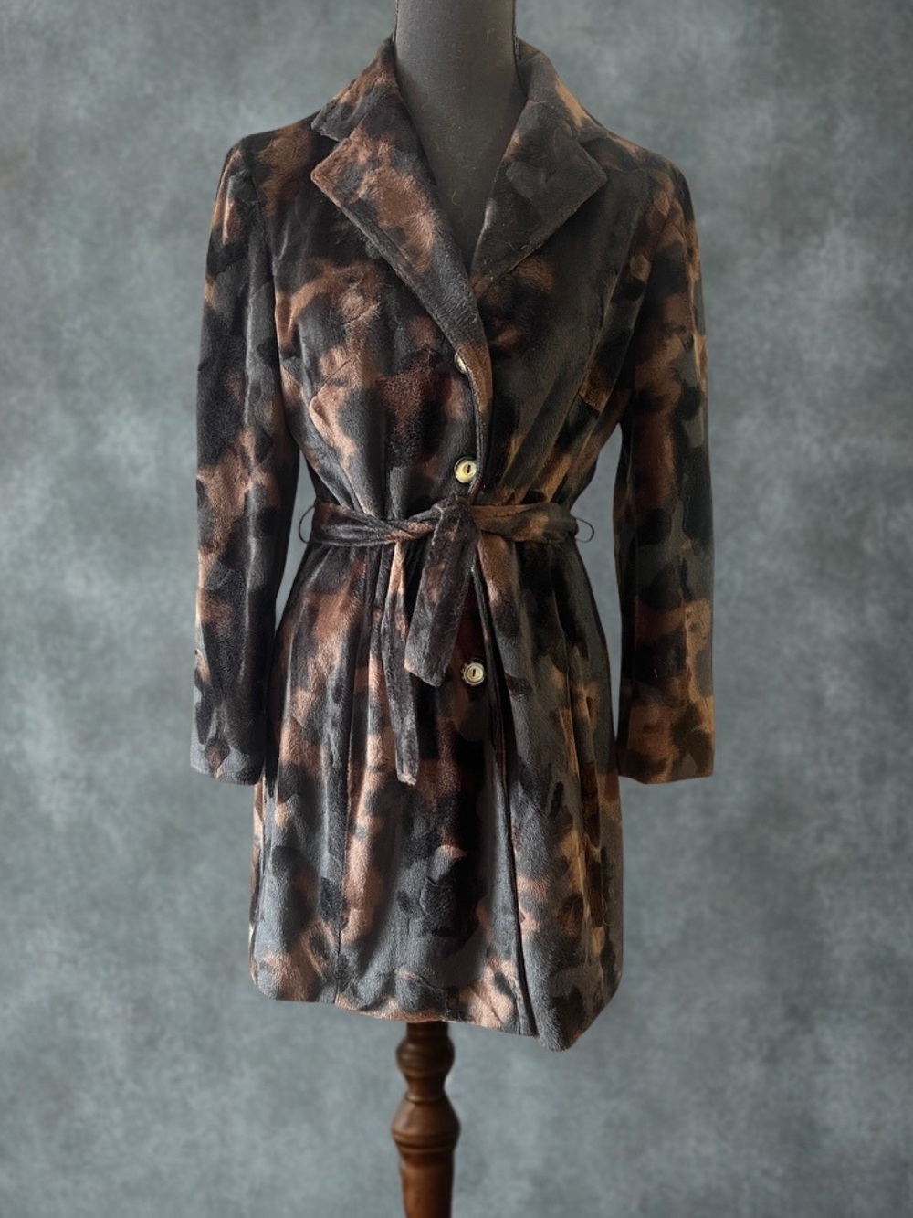 Belted Patterned Vintage Trench Coat from Small Paris Boutique Label
